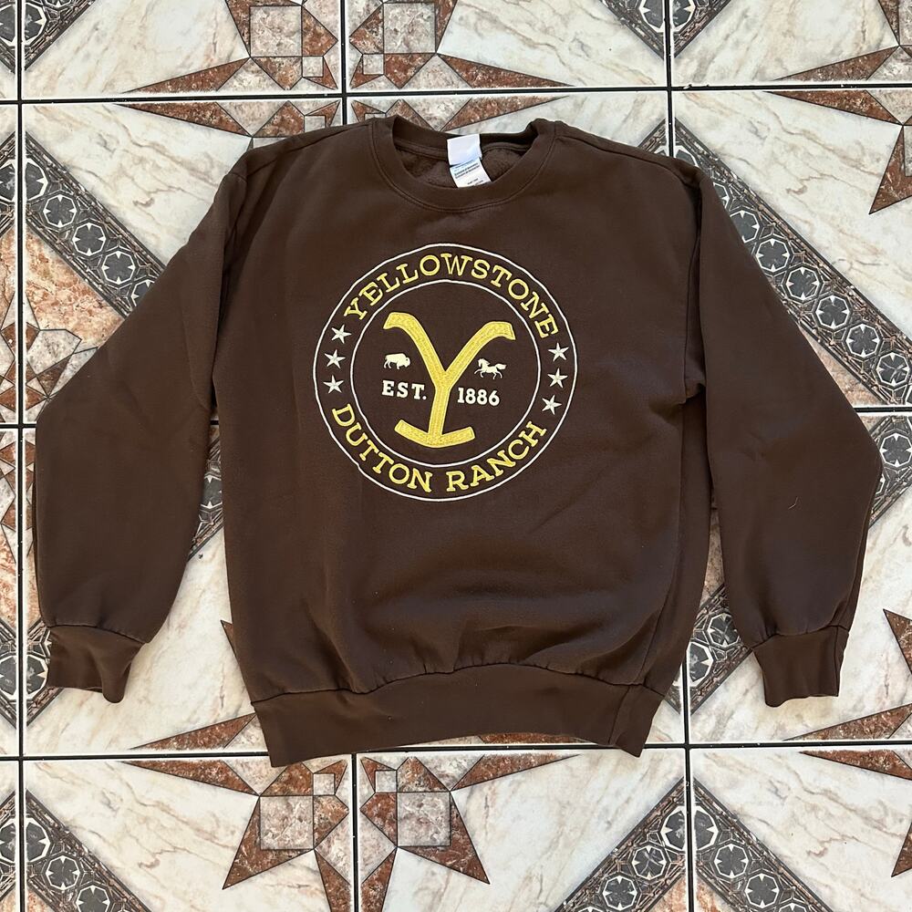 X-Small Yellow Stone Dutton Ranch Brown Cotton‎ Blend Sweater